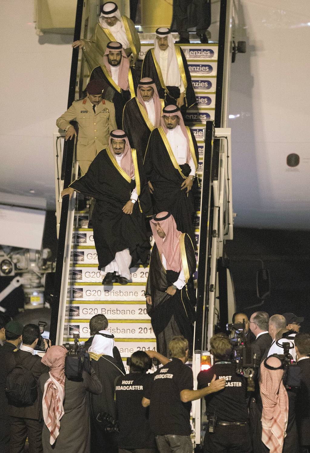 BRISBANE, AUSTRALIA - NOVEMBER 13:  In this handout photo provided by the G20 Australia, Crown Prince Salman bin Abdulaziz Al Saud of Saudi Arabia arrives at the G20 Terminal on November 13, 2014 in Brisbane, Australia. World leaders have gathered in Brisbane for the annual G20 Summit and are expected to discuss economic growth, free trade and climate change as well as pressing issues including the situation in Ukraine and the Ebola crisis. (Photo by Rob Maccoll/G20 Australia via Getty Images)
