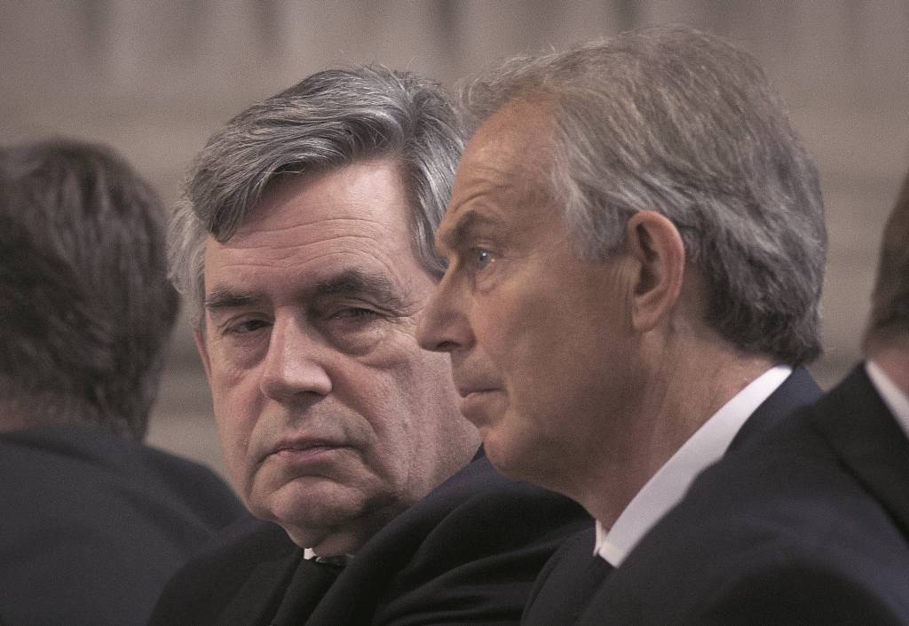 LONDON, ENGLAND - MARCH 13:   Former Prime Ministers Tony Blair and Gordon Brown attend the Afghanistan service of commemoration at St Paul's Cathedral on March 13, 2015 in London, England.  (Photo by Bradley Page - WPA Pool / Getty Images)