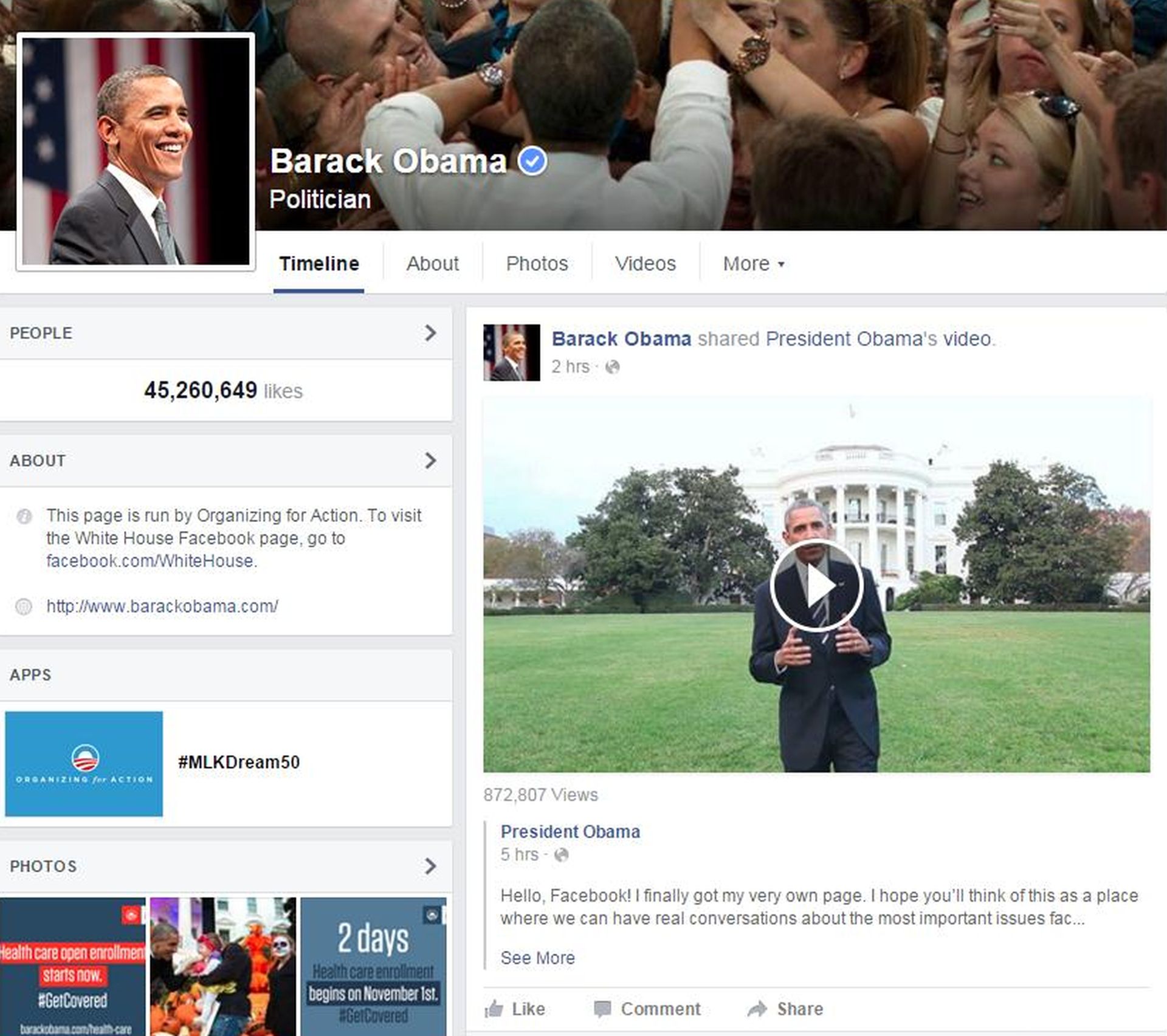 Facebook/Barack Obama