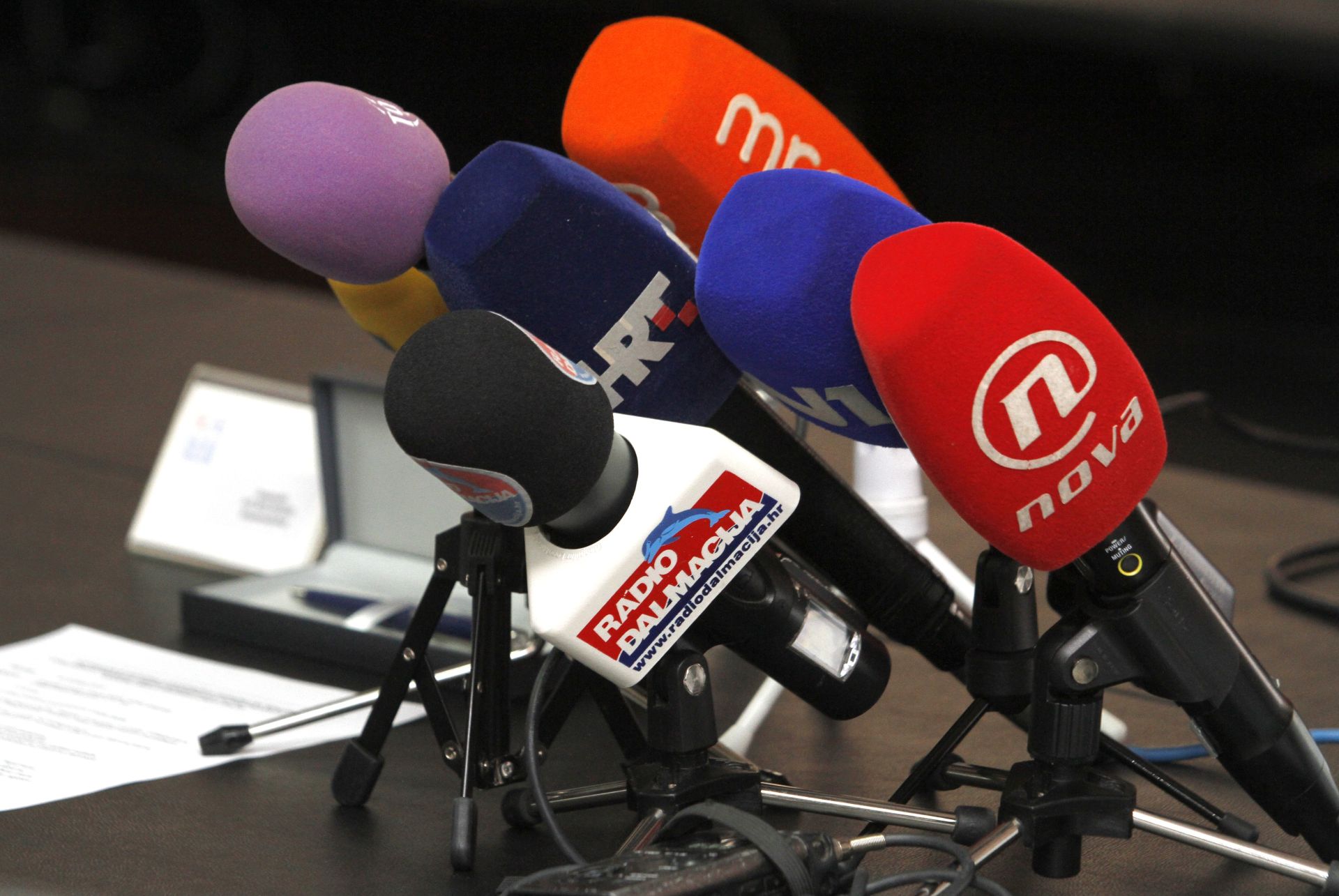 20.05.2015., Split - Mikrofoni medijskih kuca. 
Photo: Miranda Cikotic/PIXSELL