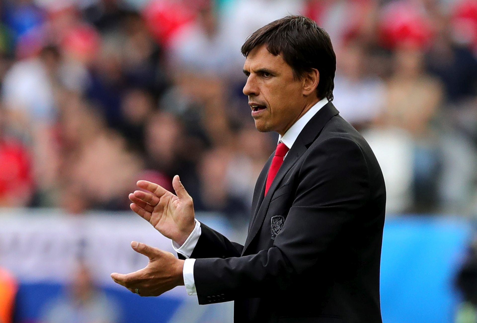 epa05357555 Wales' coach Chris Coleman in action during the UEFA EURO 2016 group B preliminary round match between Wales and Slovakia at Stade de Bordeaux in Bordeaux, France, 11 June 2016.

(RESTRICTIONS APPLY: For editorial news reporting purposes only. Not used for commercial or marketing purposes without prior written approval of UEFA. Images must appear as still images and must not emulate match action video footage. Photographs published in online publications (whether via the Internet or otherwise) shall have an interval of at least 20 seconds between the posting.)  EPA/ARMANDO BABANI   EDITORIAL USE ONLY