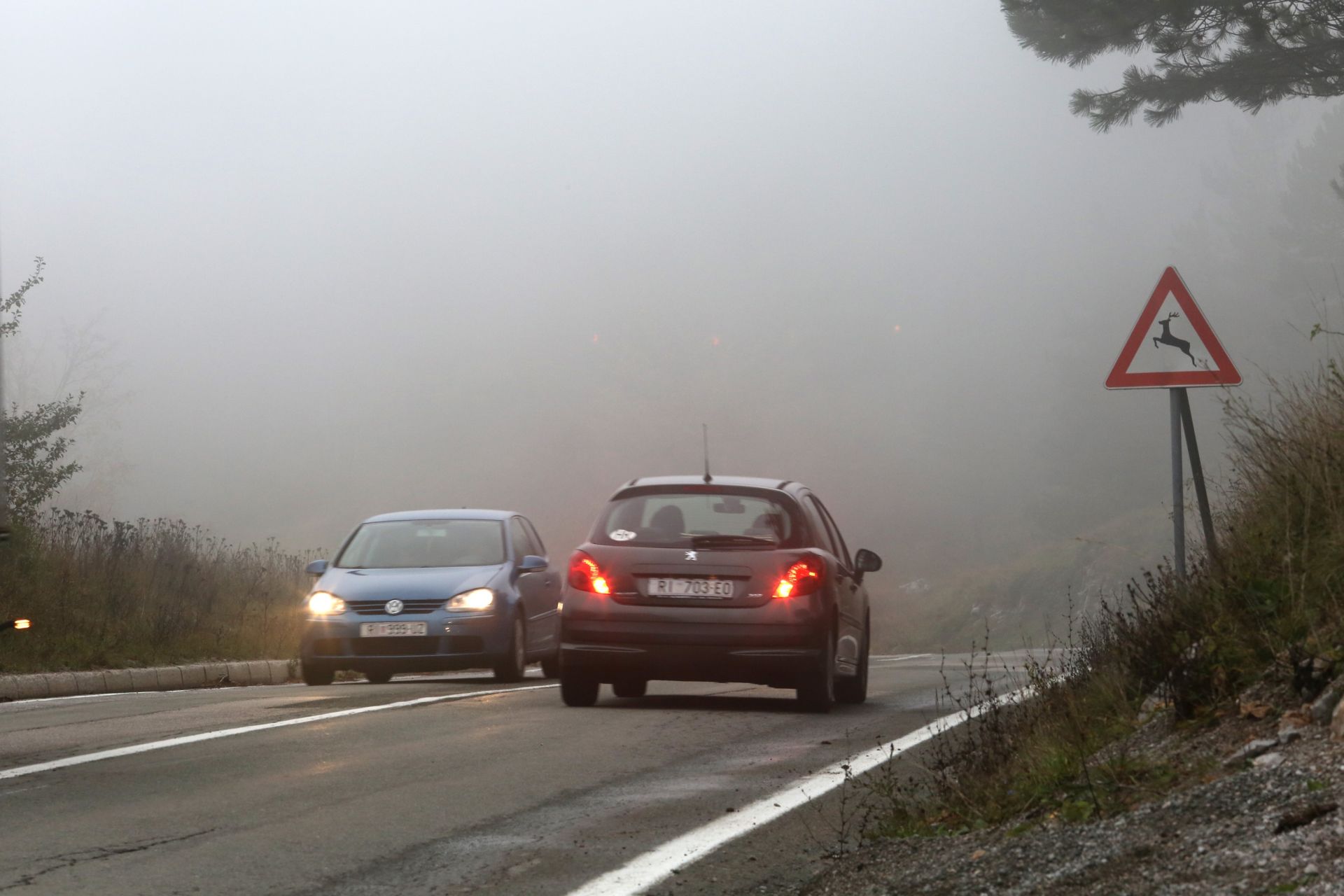 18.10.2015., Gornje Jelenje - Magla usporava promet u Gorskom kotaru na pojedinim mjestima. 
Photo: Goran Kovacic/PIXSELL