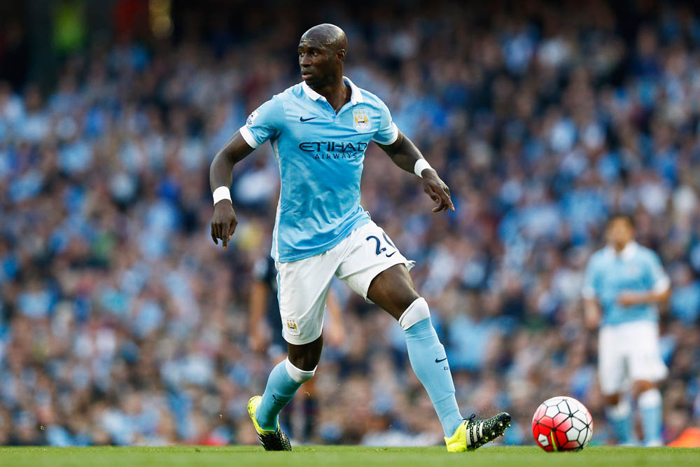 MANCHESTER, ENGLAND - SEPTEMBER 19: Eliaquim Mangala of Manchester City runs with the ball during the Barclays Premier League match between Manchester City and West Ham United at Etihad Stadium on September 19, 2015 in Manchester, United Kingdom. (Photo by Dean Mouhtaropoulos/Getty Images)