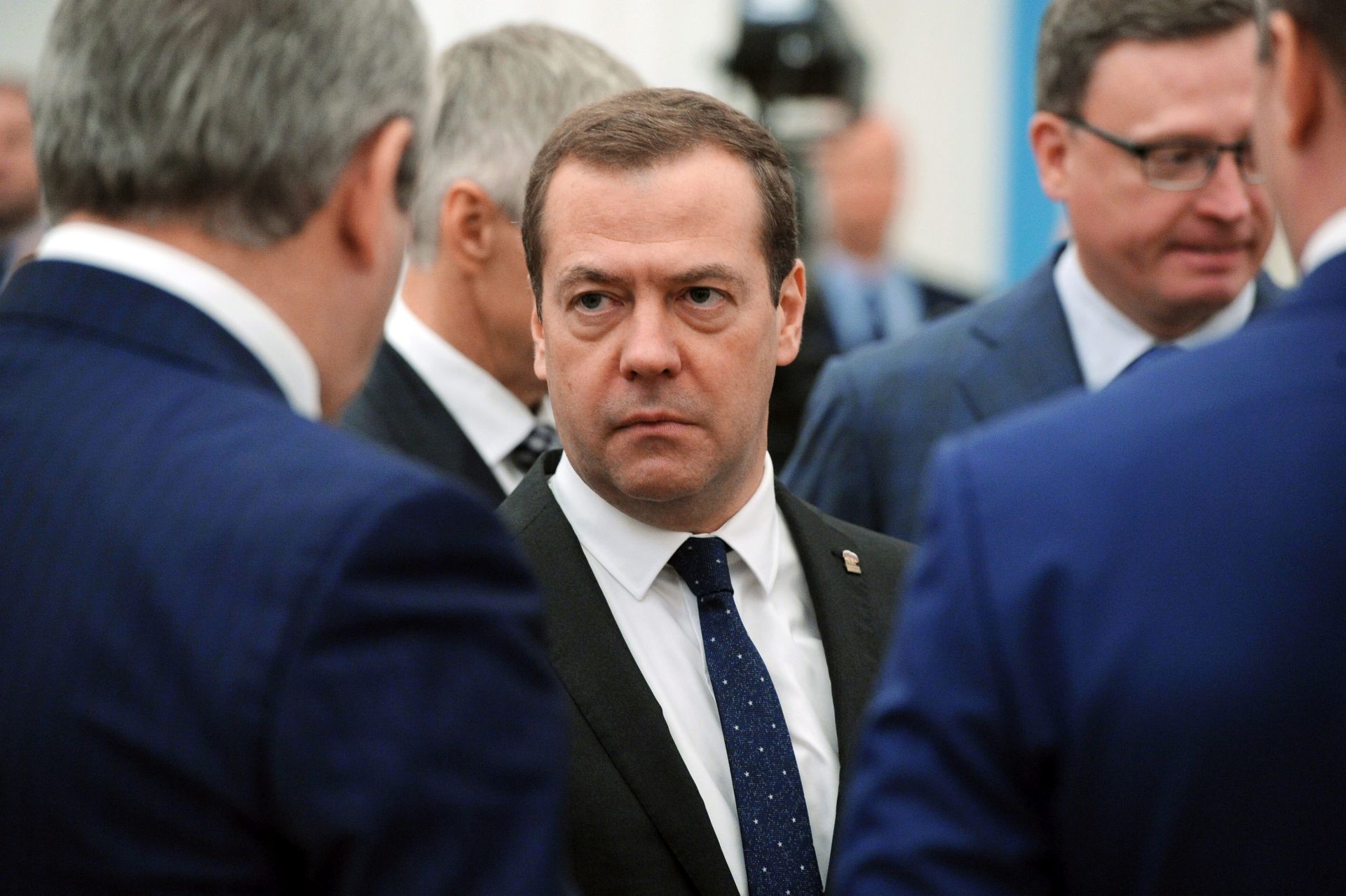 epa05553265 Russian Prime Minister Dmitry Medvedev (C) prior a meeting of Putin with leaders of political parties which have obtained State Duma seats in the parliamentary elections, in the Kremlin in Moscow, Russia, 23 September 2016. Vladimir Putin named  Vyacheslav Volodin a candidate for the post of new State Duma speaker.  EPA/MICHAEL KLIMENTYEV / SPUTNIK / KREMLIN POOL MANDATORY CREDIT