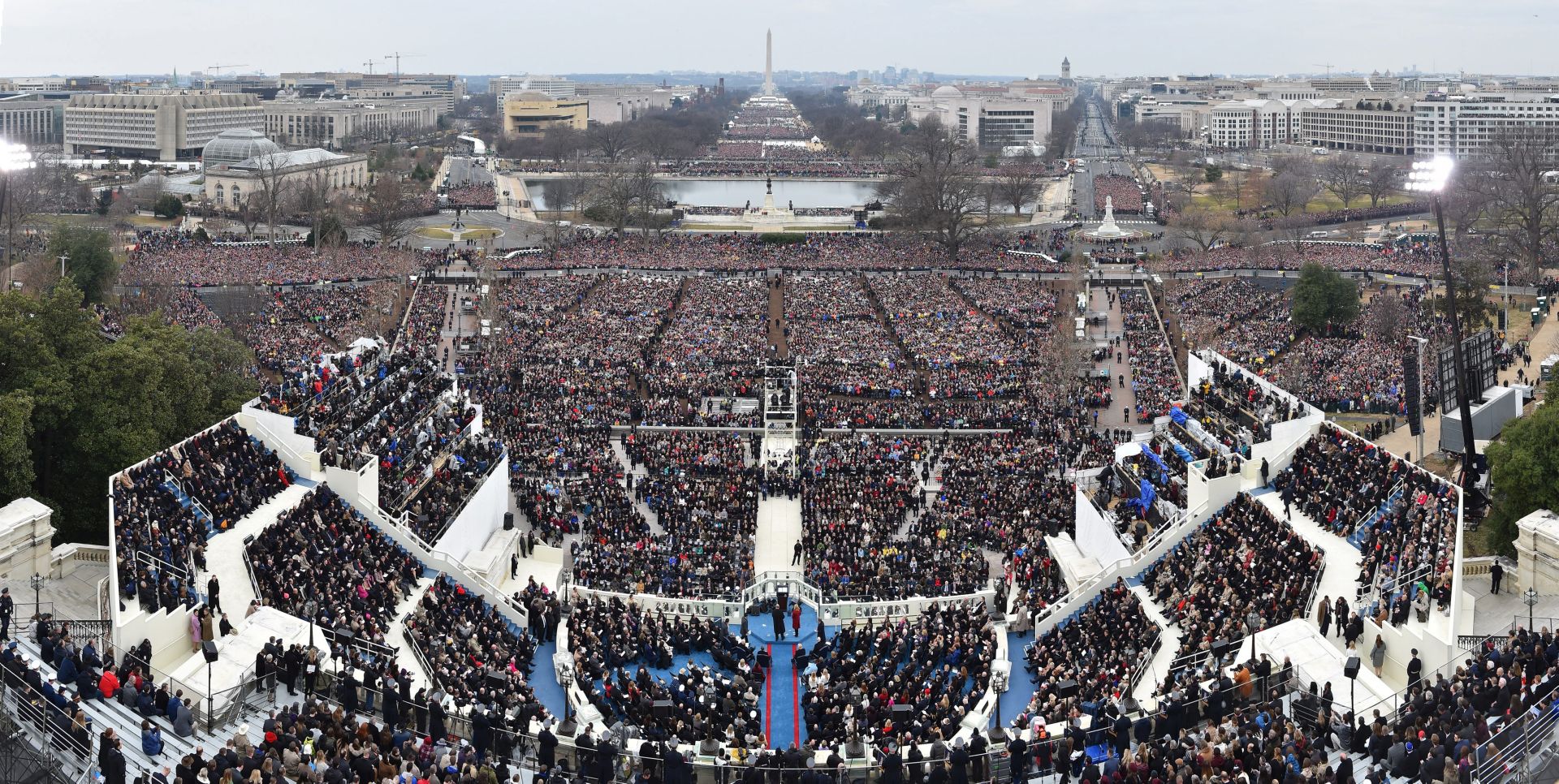 epa05736161 Panoramic of US President Donald J. Trump's Inauguration at the U.S. Capitol in Washington, DC, USA, 20 January 2017. Trump won the 08 November 2016 election to become the next US President.  EPA/RICKY CARIOTI / POOL