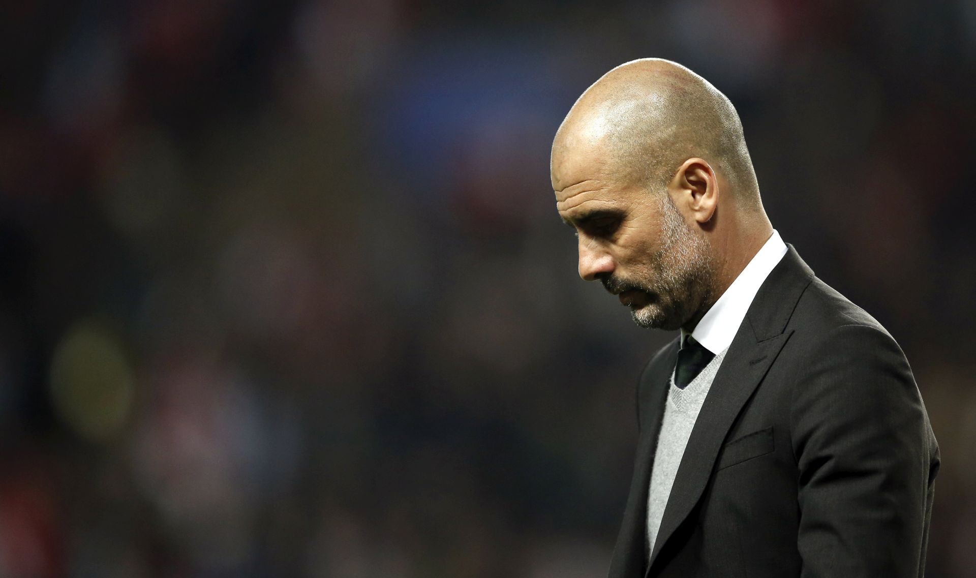 epa05850792 Manchester City's head coach Pep Guardiola reacts during the UEFA Champions League Round of 16, second leg soccer match between AS Monaco and Manchester City, at Stade Louis II, in Monaco, 15 March 2017.  EPA/GUILLAUME HORCAJUELO
