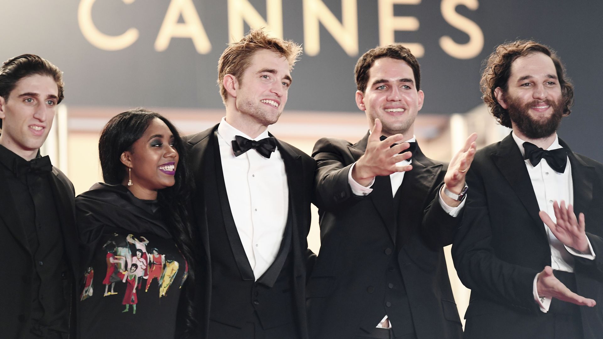 CANNES, FRANCE - MAY 25:  (L-R) Buddy Duress, Taliah Webster, Robert Pattinson, Benny Safdie and Josh Safdie attend the "Good Time" screening during the 70th annual Cannes Film Festival at Palais des Festivals on May 25, 2017 in Cannes, France.  (Photo by Matthias Nareyek/Getty Images)
