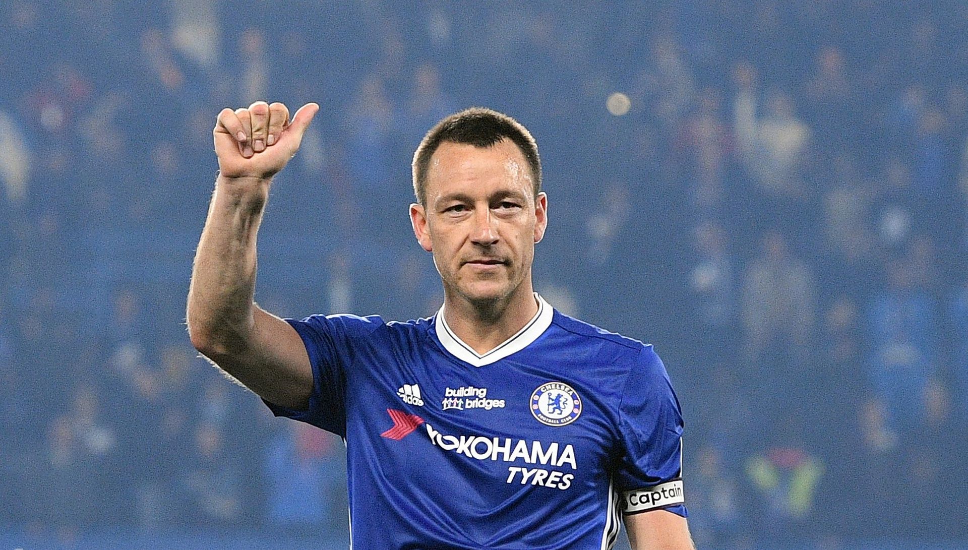 epa05966853 Chelsea John Terry celebrates after the English Premier league game between Chelsea and Watford at Stamford Bridge stadium in London, Britain, 15 May 2017.  EPA/FACUNDO ARRIZABALAGA EDITORIAL USE ONLY. No use with unauthorized audio, video, data, fixture lists, club/league logos or 'live' services. Online in-match use limited to 75 images, no video emulation. No use in betting, games or single club/league/player publications