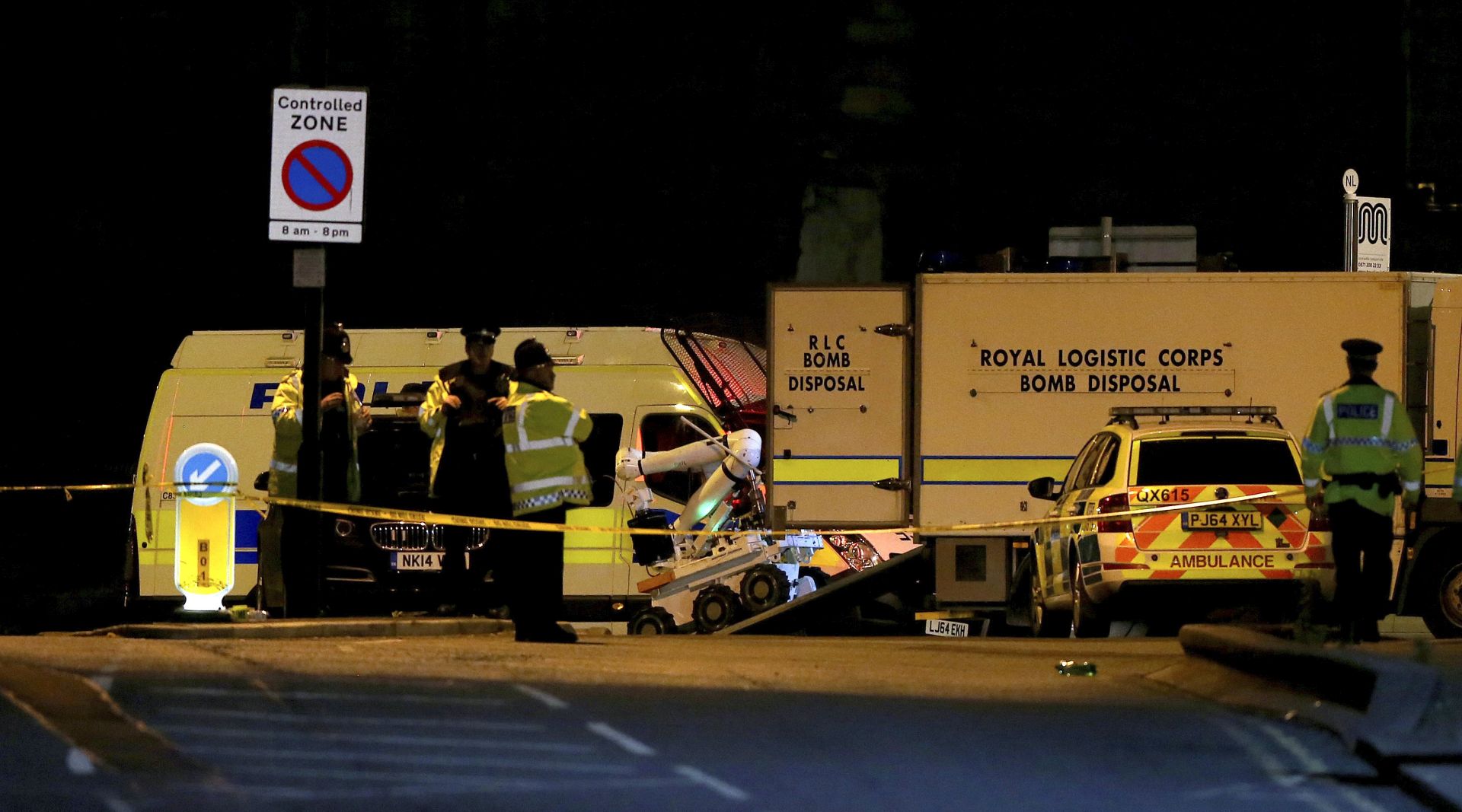 epa05982612 A Royal Logistic Corps (RLC) bomb disposal robot is unloaded outside the Manchester Arena following reports of an explosion, in Manchester, Britain, 23 May 2017. According to a statement released by the Greater Manchester Police on 23 May 2017, police responded to reports of an explosion at Manchester Arena on 22 May 2017 evening. At least 19 people have been confirmed dead and others 50 were injured, authorities said. The happening is currently treated as a terrorist incident until police know otherwise. According to reports quoting witnesses, a mass evacuation was prompted after explosions were heard at the end of US singer Ariana Grande's concert in the arena.  EPA/NIGEL RODDIS