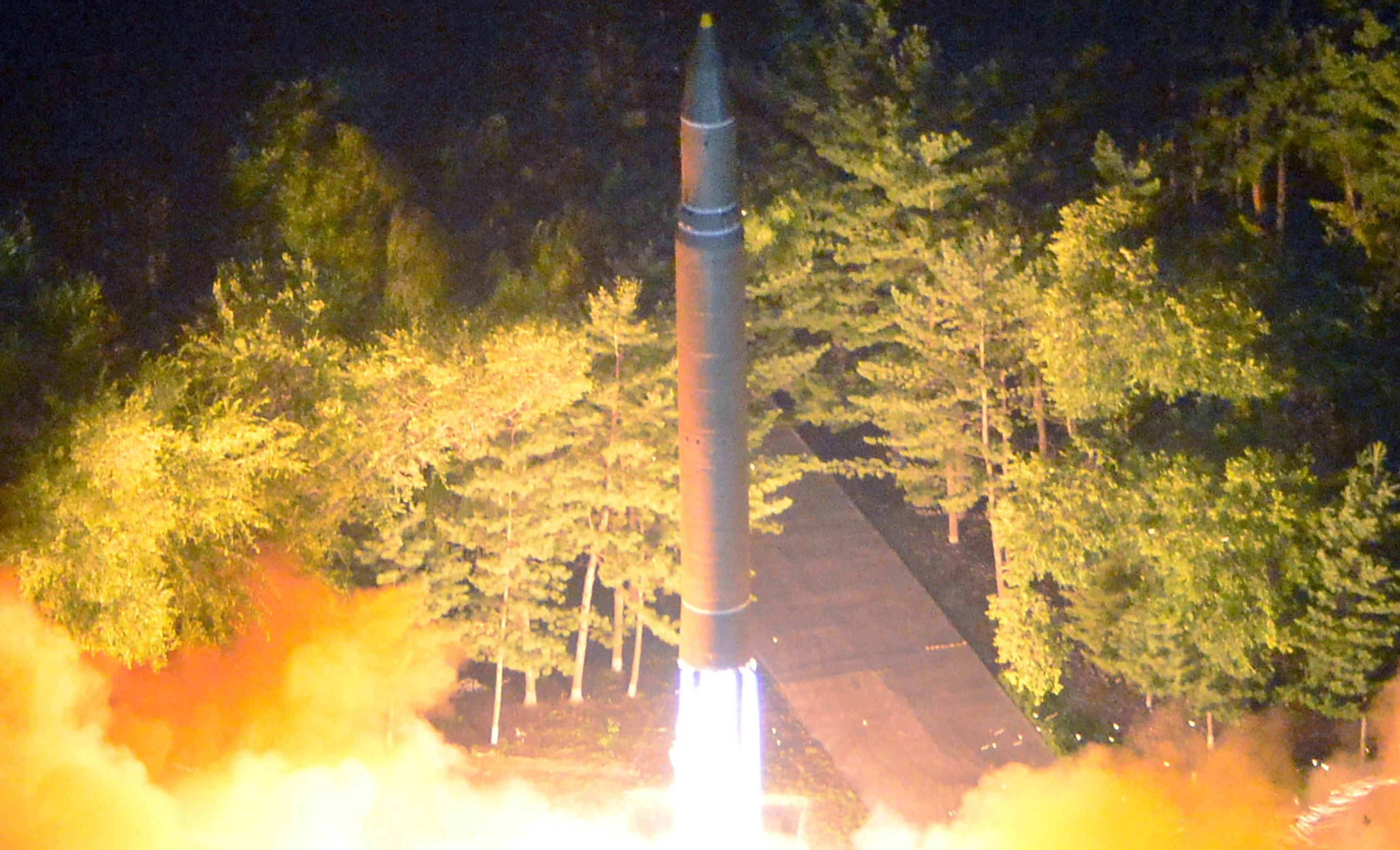 epa06169198 (FILE) - A photo made available by the North Korean Central News Agency (KCNA), the state news agency of North Korea, shows the second test-fire of ICBM Hwasong-14 at an undisclosed location in North Korea, 28 July 2017. Media reports on 28 August 2017 state that North Korea has launched a missile and the Japanese Government warns it is headed towards Northern Japan.  EPA/KCNA   EDITORIAL USE ONLY