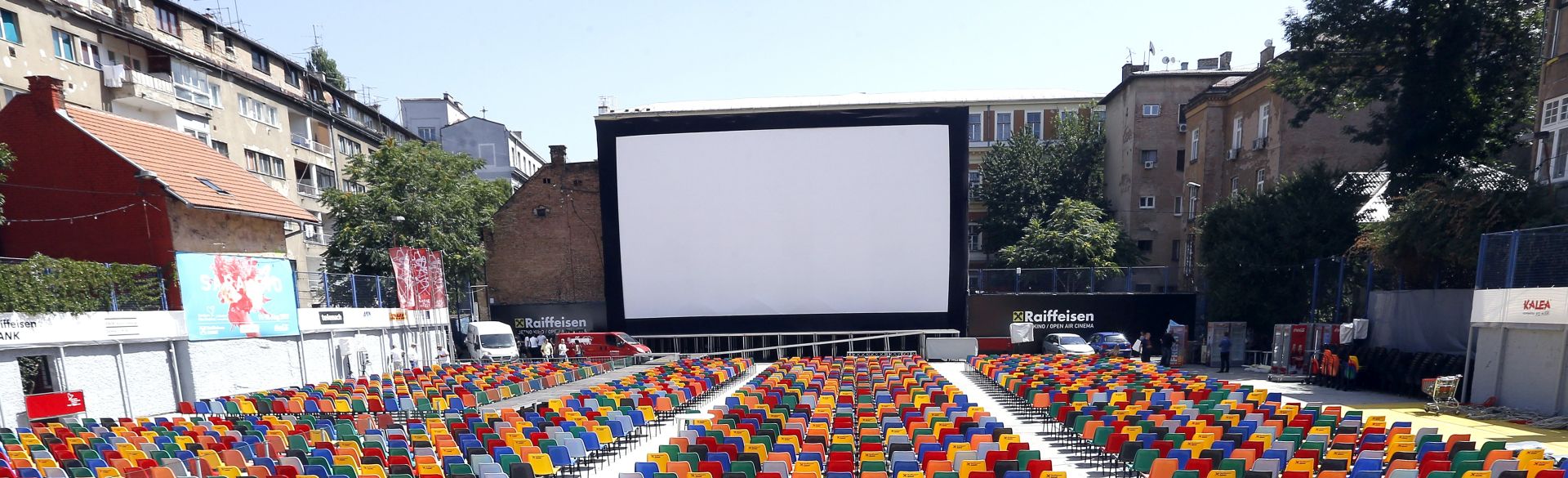 epa06135237 Seats are arranged at an open-air cinema in preparation for the 23rd Sarajevo Film Festival in Sarajevo, Bosnia and Herzegovina, 10 August 2017. The festival runs from 11 to 18 August and will present more than 235 movies.  EPA/FEHIM DEMIR
