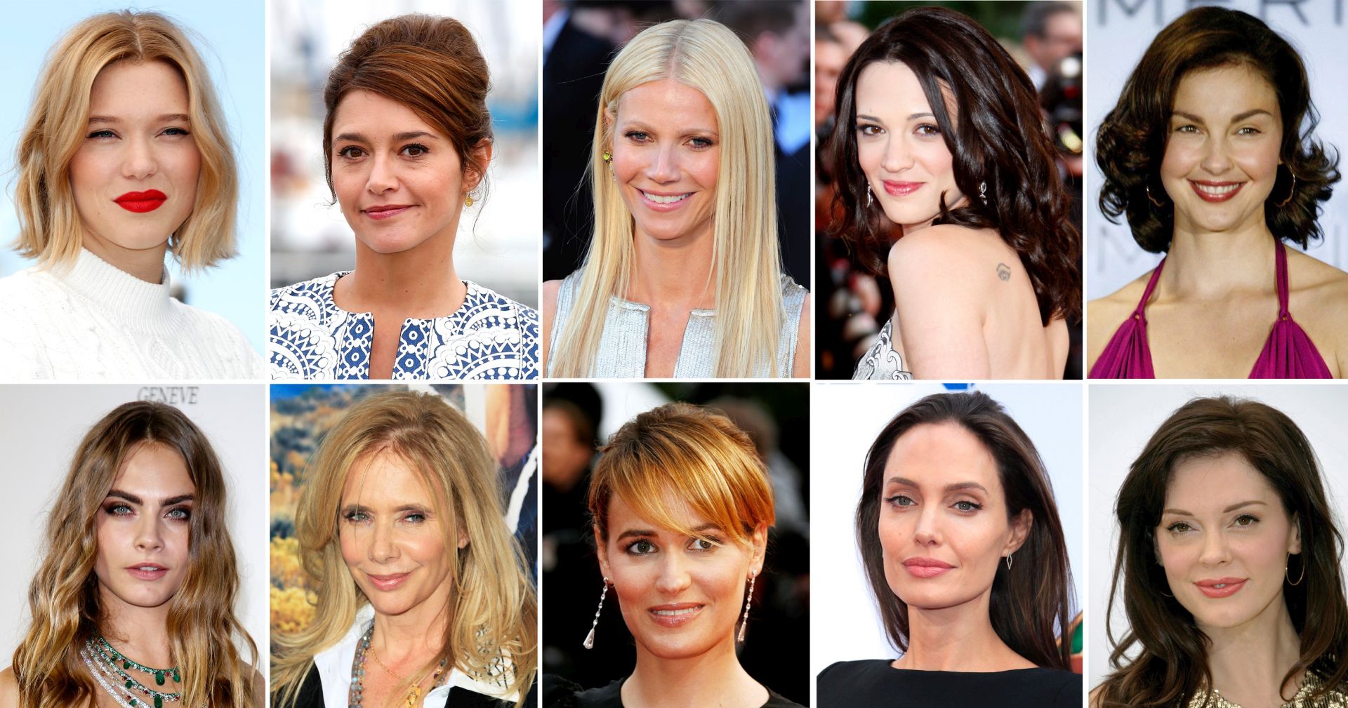 epa06260297 (FILE) - A combo file picture shows (top L-R), French actress Lea Seydoux, French actress Emma de Caunes, US actress Gwyneth Paltrow, Itailan actress Asia Argento, US actress Ashley Judd (bottom L-R) British model Cara Delevingne, US actress Rosanna Arquette, French actress Judith Godreche and US actress Angelina Jolie, US actress Rose McGowan. These actresses have made accusations in media against US film producer Harvey Weinstein of assault. According to media reports on 09 October 2017, Harvey Weinstein was fired from The Weinstein Company after additional information surfaced concerning his conduct amid accusations of decades of sexual harassment.  EPA/N. PROMMER / G. HORCAJUELO / S. NOGIER / A. GOMBERT / PETER FOLE