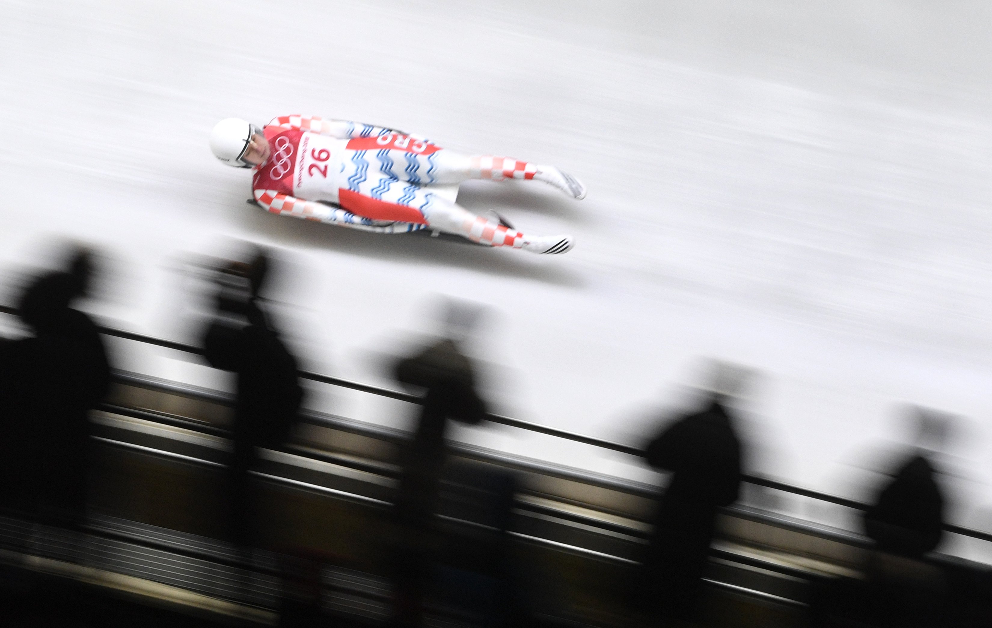 epa06517567 Daria Obratov of Croatia in action during the Women's Luge Singles competition at the Olympic Sliding Centre during the PyeongChang 2018 Olympic Games, South Korea, 12 February 2018.  EPA/VASSIL DONEV