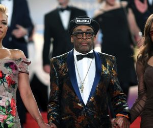 epa06737046 (L-R) Tonya Lewis Lee, Director Spike Lee, Satchel Lee leave the screening of 'BlacKkKlansman' during the 71st annual Cannes Film Festival, in Cannes, France, 14 May 2018. The movie is presented in the Official Competition of the festival which runs from 08 to 19 May.  EPA/CLEMENS BILAN
