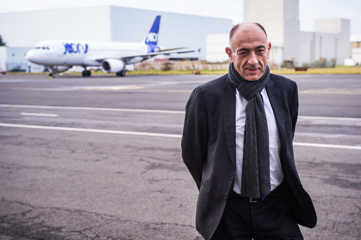 epa06711327 (FILE) - Air France-KLM's Chairman and CEO Jean-Marc Janaillac posing for photographs in front of an airplane of JOON, new Air France low cost airline during the media presentation in Roissy CDG airport, north of Paris, France, 30 November 2017 (reissued 04 May 2018). A majority of Air France staff have voted 'no' in the consultation on the multi-year pay agreement proposed on 16 April 2018. Jean-Marc Janaillac has announced his resignations on 04 May 2018, media reported.  EPA/CHRISTOPHE PETIT TESSON