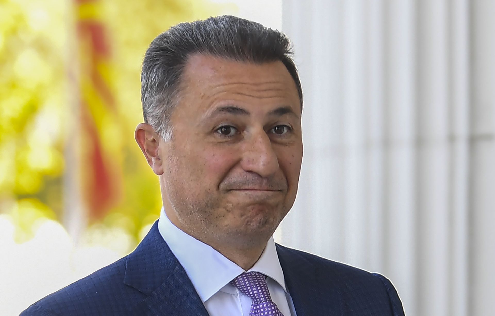 epa07161429 (FILE) - FYR of Macedonia ex-prime minister Nikola Gruevski arrives in the court in Skopje, The Former Yugoslav Republic of Macedonia on 05 October 2018 (reissued on 12 November 2018). According to reports, the Macedonian police has issued an arrest warrant for former prime minister Nikola Gruevski after he failed to report to jail to serve a prison sentence of two years for misusing the official position. The Skopje Court of Appeal in October has confirmed a two-year prison term for the ex- prime minister, for abuse in the procurement of the bulletproof Mercedes of 600,000 euros.  EPA/GEORGI LICOVSKI *** Local Caption *** 54678598