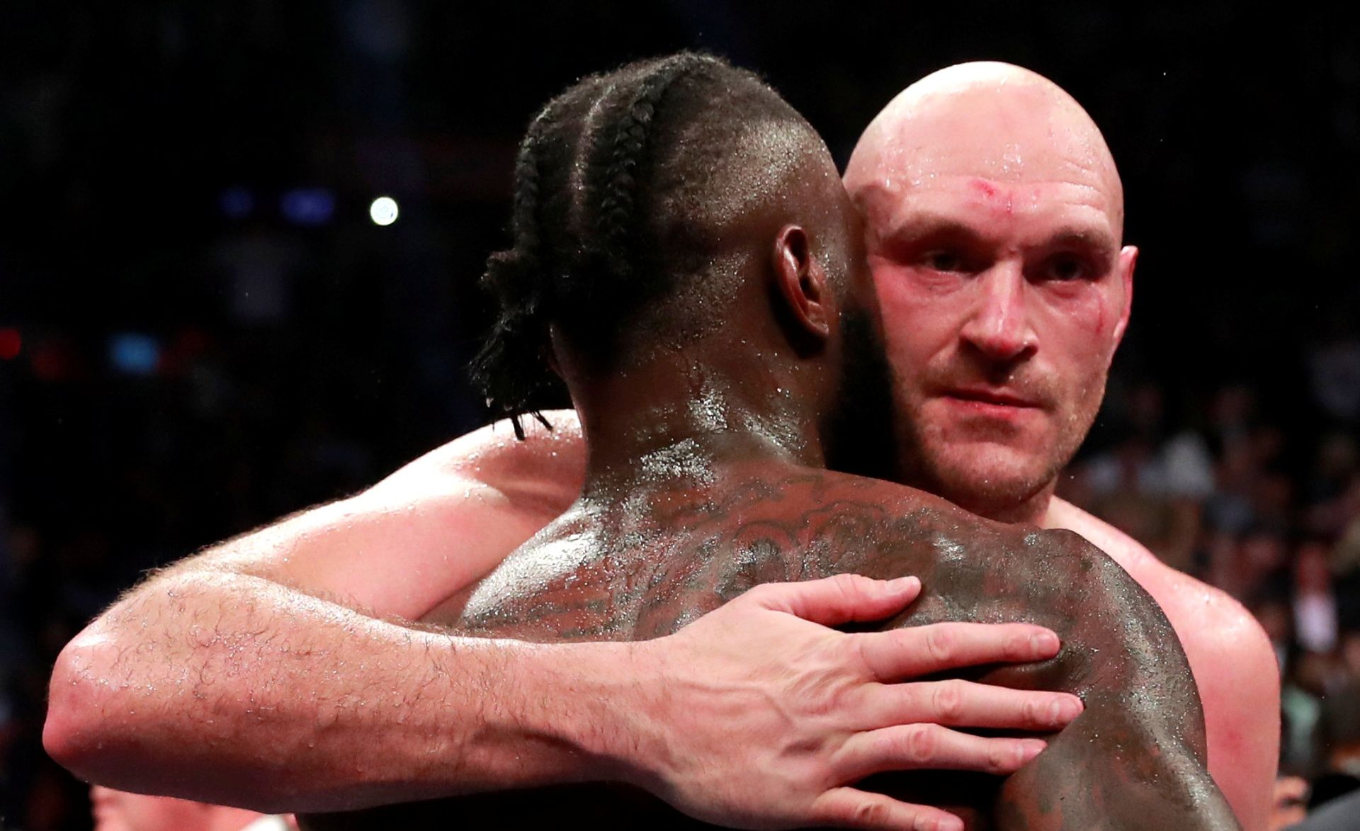 Deontay Wilder v Tyson Fury - WBC World Heavyweight Title Boxing - Deontay Wilder v Tyson Fury - WBC World Heavyweight Title - Staples Centre, Los Angeles, United States - December 1, 2018  Deontay Wilder and Tyson Fury react after the fight  Action Images via Reuters/Andrew Couldridge ANDREW COULDRIDGE