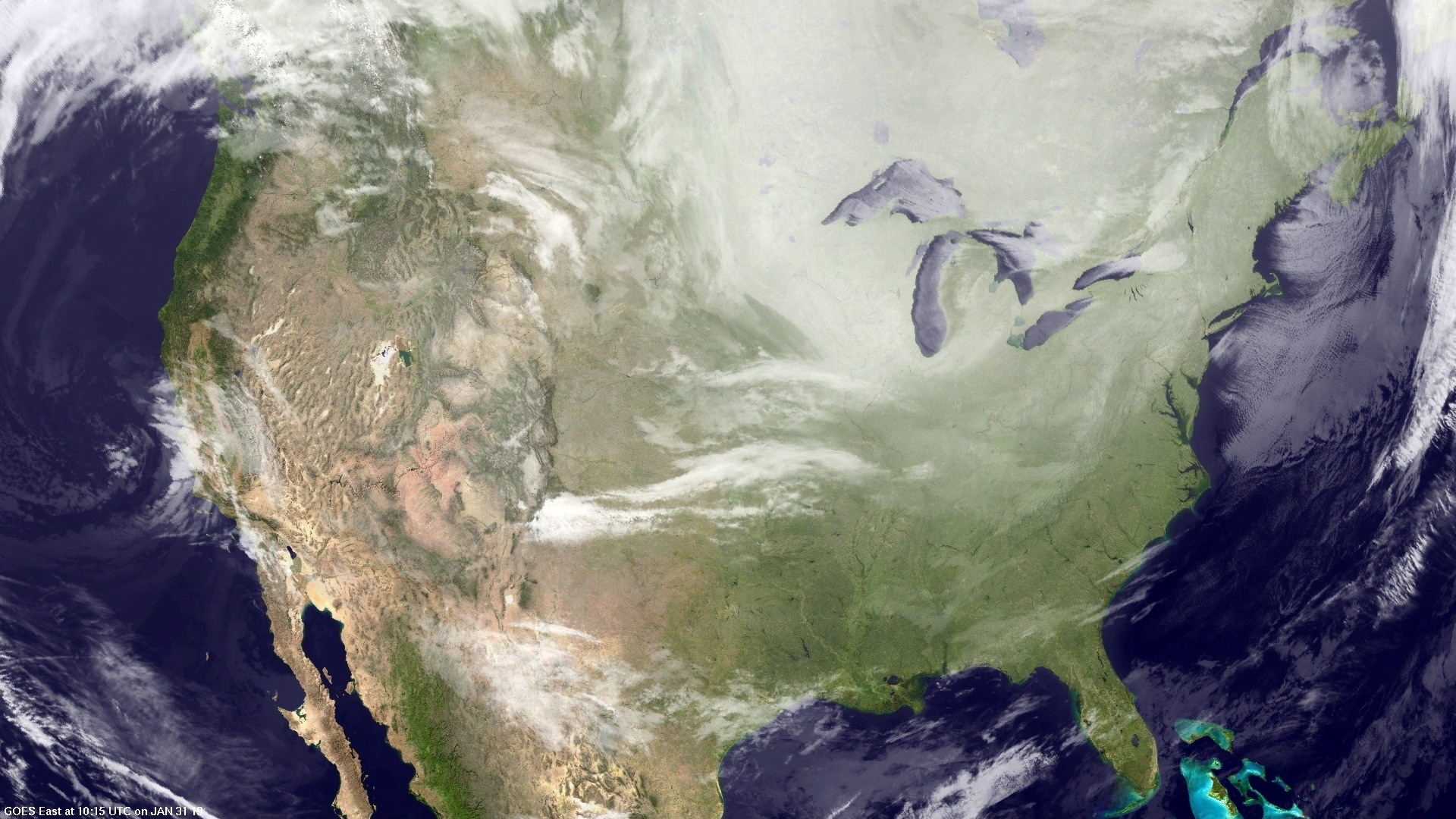 epa07333378 A grab taken on 31 January 2019 from a handout animation made available by the US National Oceanic and Atmospheric Administration (NOAA) shows GOES infrared and visible images with NASA's 'Blue Marble' data set of weather systems over the continental United States. The US Midwest is gripped by a coldspell as a polar vortex sent temperatures far below zero degrees Celsius. According to meteorologists temperatures in Chicago area could drop to minus 31 degrees Celsius (-25F).  E  EPA/NOAA / HANDOUT  HANDOUT EDITORIAL USE ONLY/NO SALES