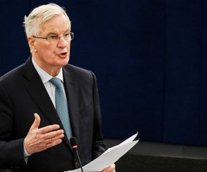 epa07288830 Michel Barnier, the European Chief Negotiator of the Task Force for the Preparation and Conduct of the Negotiations with the United Kingdom under Article 50 of the EU delivers his speech at the European Parliament in Strasbourg, France, 16 January 2019, in the debate on the UK's withdrawal from the EU. Britain's Prime Minister Theresa May was defeated in The Meaningful Vote on Brexit EU Withdrawal Agreement on 15 January.  EPA/PATRICK SEEGER