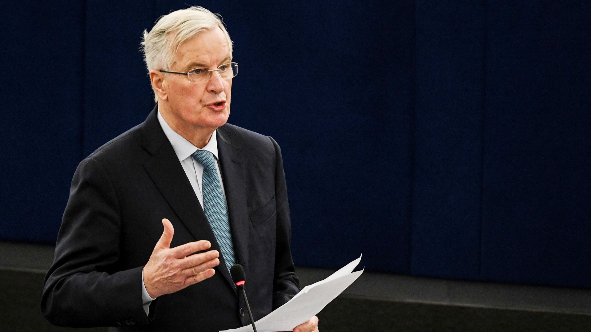 epa07288830 Michel Barnier, the European Chief Negotiator of the Task Force for the Preparation and Conduct of the Negotiations with the United Kingdom under Article 50 of the EU delivers his speech at the European Parliament in Strasbourg, France, 16 January 2019, in the debate on the UK's withdrawal from the EU. Britain's Prime Minister Theresa May was defeated in The Meaningful Vote on Brexit EU Withdrawal Agreement on 15 January.  EPA/PATRICK SEEGER