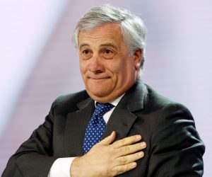 epa07299482 European Parliament President Antonio Tajani delivers a speech during the second day of the national convention of the party at IFEMA Convention and Congress Center in Madrid, Spain, 19 January 2019. The three-day congress, running until 20 January, was organized to look for an 'ideological rearmament'.  EPA/CHEMA MOYA