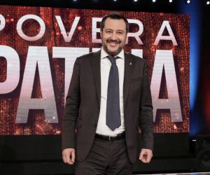 epa07316418 Italian Deputy Premier and Interior Minister Matteo Salvini attends the Italian TV Raidue channel programme 'Povera Patria', in Rome, Italy, 24 January 2019.  EPA/GIUSEPPE LAMI