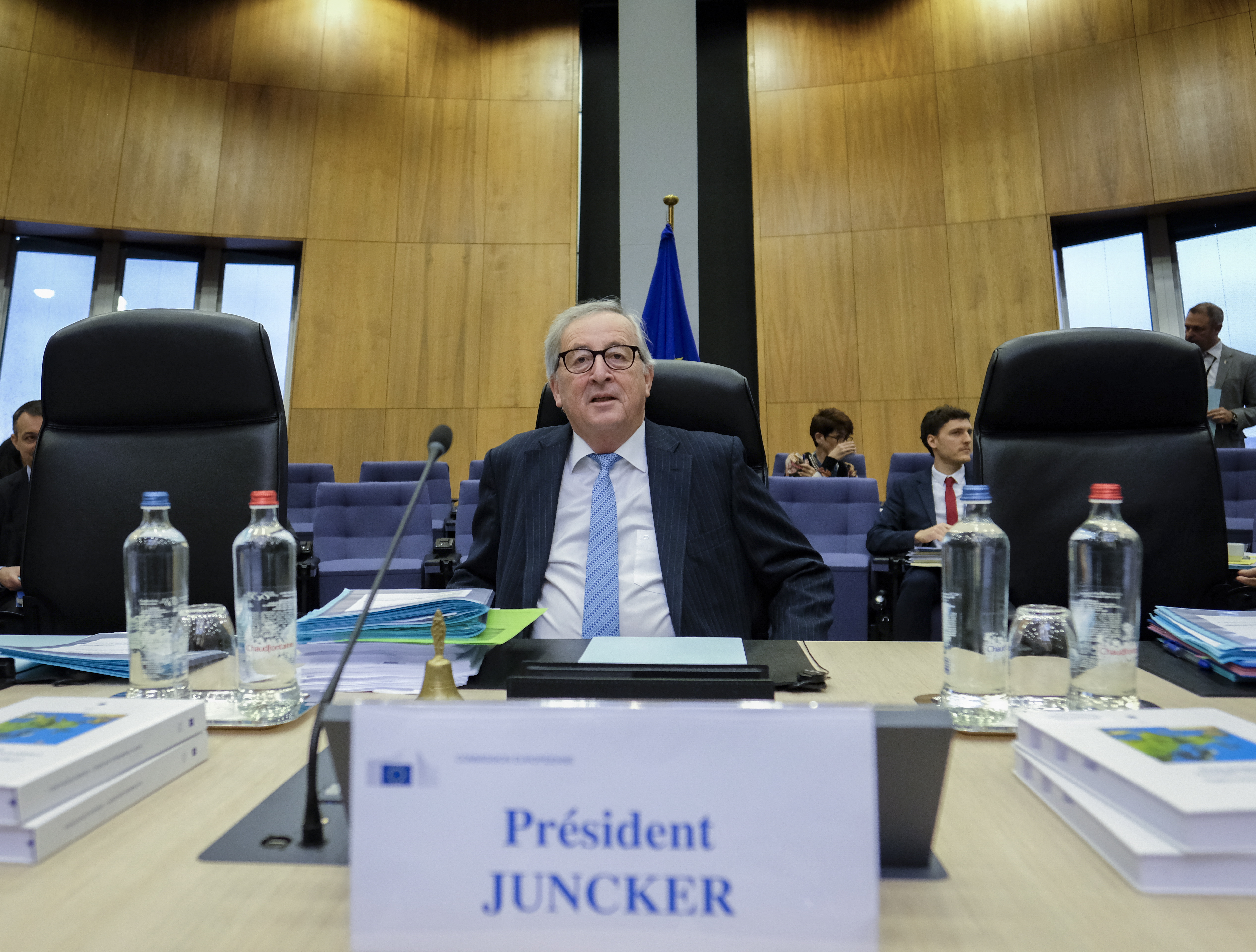epa07347107 EU Commission President Jean-Claude Juncker at the start of a College Meeting of the European commission in Brussels, Belgium, 06 February 2019.  EPA/OLIVIER HOSLET