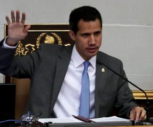 epa07367621 President of the Venezuelan Parliament Juan Guaido (C), who proclaimed himself interim president of the country past January, chairs a session of the National Assembly, in Caracas, Venezuela, 13 February 2019, during which an ad hoc board to control the oil industry was appointed.  EPA/Leonardo Munoz