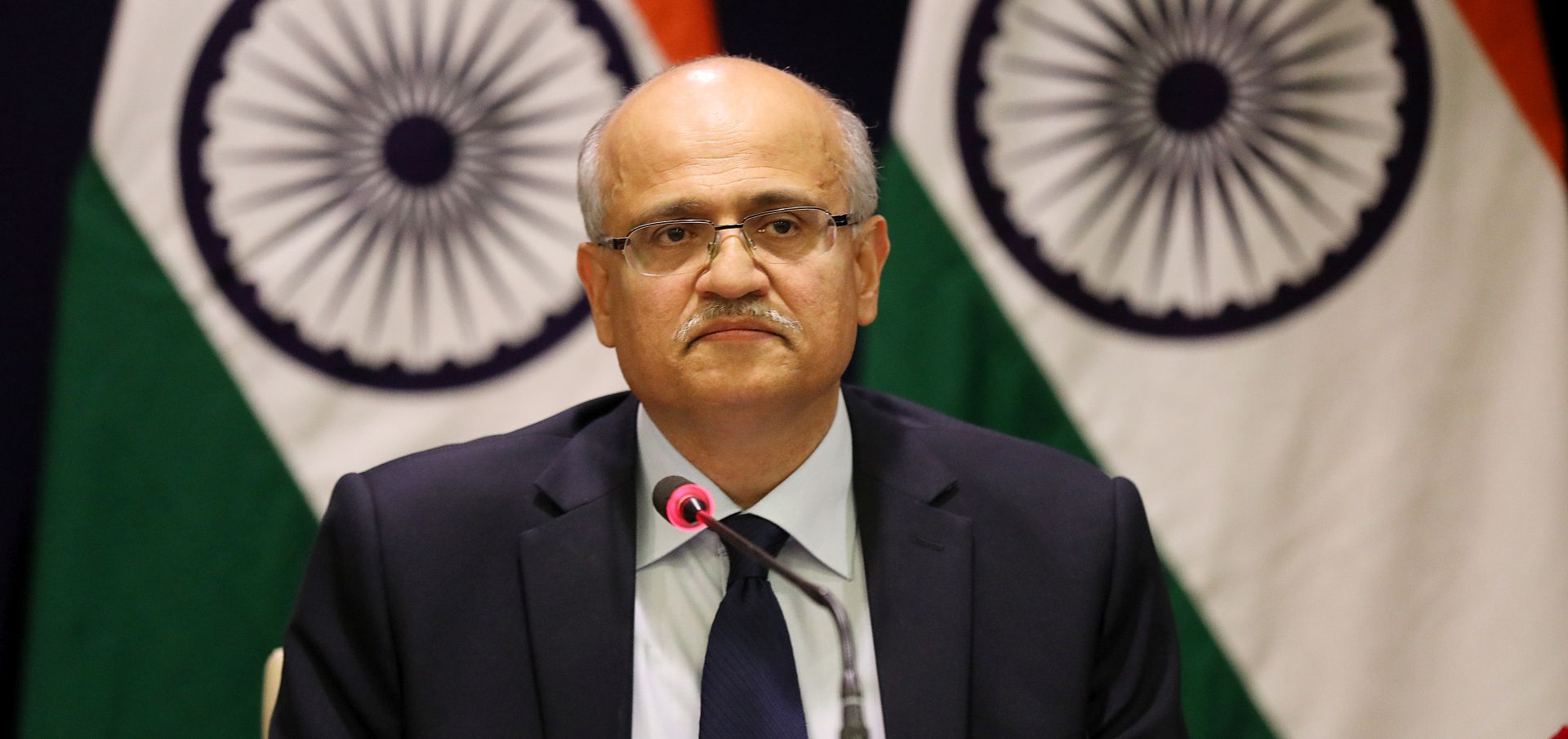 epa07398057 Indian Foreign Sectary Vijay Keshav Gokhale speaks to the media about an Indian Air Force strike across the Line of Control (LoC) near Pakistan; in New Delhi, India, 26 February 2019. According to media reports on 26 February 2019, the Indian Air Force carried out air strikes with 12 Mirage jets, which dropped 1,000 kilogram bombs on an alleged terrorist camp across the Line of Control (LoC) near Pakistan. The air strikes occurred two weeks after a suicide bomber from the Pakistan-based Jaish-e-Mohammed group detonated a car bomb next to a security convoy traveling in Pulwama, killing over 40 Central Reserve Police Force (CRPF) soldiers.  EPA/RAJAT GUPTA