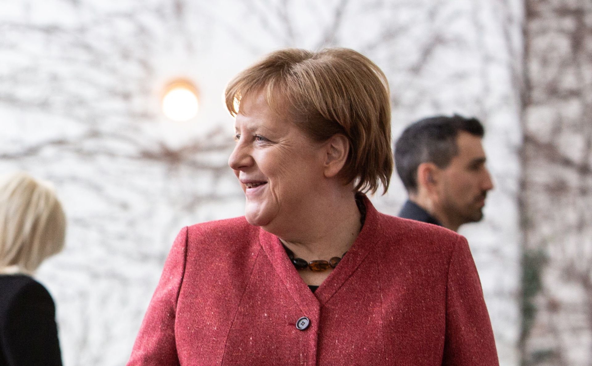 epa07382985 German Chancellor Angela Merkel (R) welcomes Georgian President Salome Zourabichvili (L) at the Chancellery, in Berlin, Germany, 20 February 2019. Zourabichvili is on an official visit to Germany.  EPA/OMER MESSINGER
