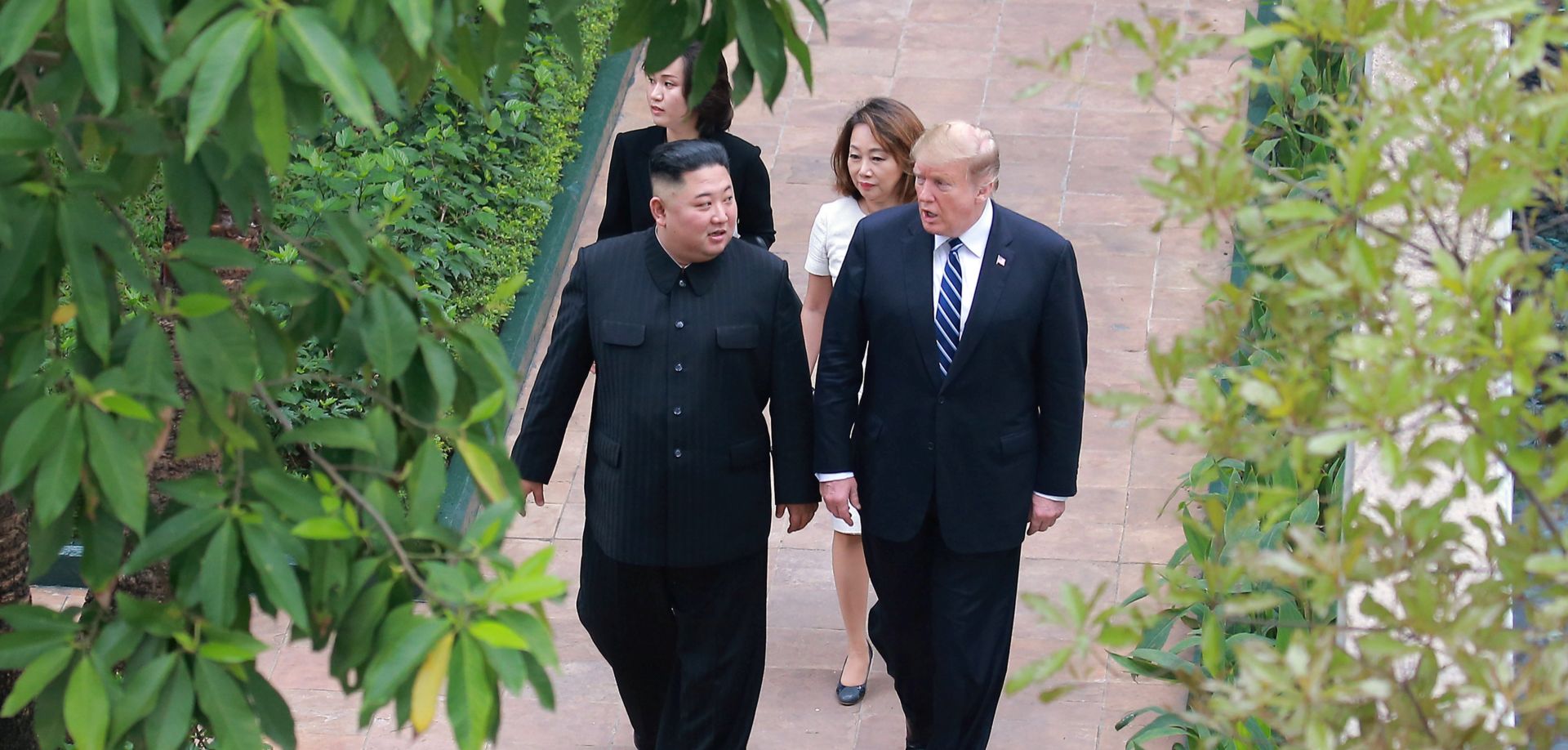 epa07405237 A photo released by the official North Korean Central News Agency (KCNA) shows North Korean leader Kim Jong Un (R) and US President Donald J. Trump (L) meeting in Hanoi, Vietnam, 28 February 2019.  The second meeting of the US President and the North Korean leader, running from 27 to 28 February 2019, focuses on furthering steps towards achieving peace and complete denuclearization of the Korean peninsula.  EPA/KCNA   EDITORIAL USE ONLY