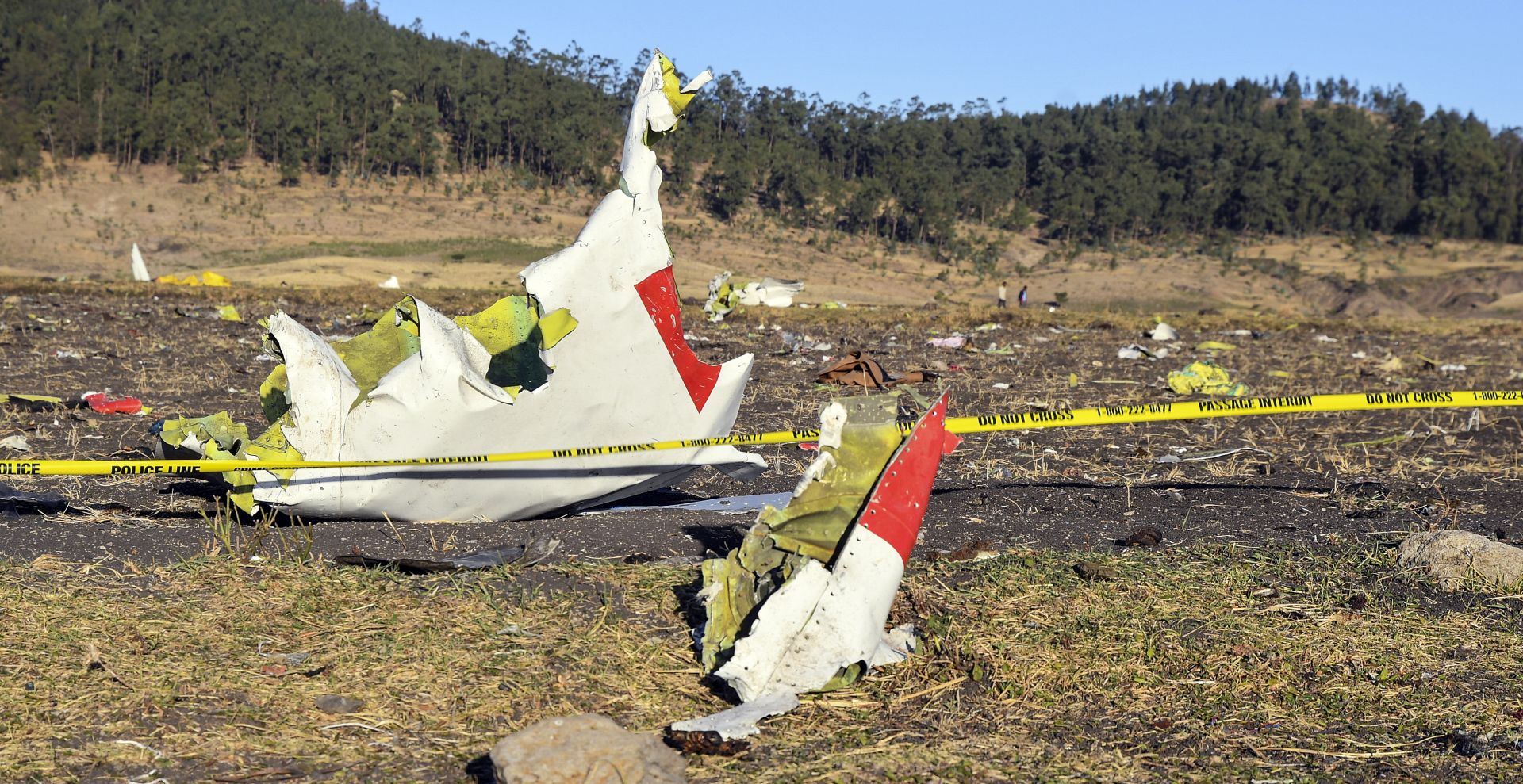 epa07427607 Wreckage lies at the crash site of Ethiopia Airlines Boeing 737 Max 8 en route to Nairobi, Kenya, near Bishoftu, Ethiopia, 10 March 2019. All passengers onboard the scheduled flight ET 302 carrying 149 passengers and 8 crew members, have died, the airlines says.  EPA/STR