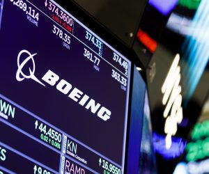 epa07435097 A screen shows stock pricing information for the Boeing company at the end of the of the trading day at the New York Stock Exchange in New York, New York, USA, 13 March 2019. The United States joined most of the rest of the world on the same afternoon in grounding all Boeing 737 Max 8 planes following two separate crashes involving the model that have raised safety questions.  EPA/JUSTIN LANE