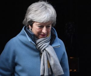epa07436844 British Prime Minister, Theresa May leaves Downing Street in London, Britain, 14 March 2019. Members of Parliament are set to vote on whether to ask European Union for permission to delay Brexit later in the day after they rejected no-deal Brexit on 13 March.  EPA/FACUNDO ARRIZABALAGA