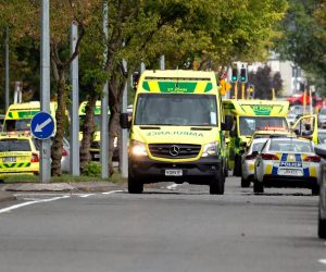epa07438176 Ambulances and police outside the mosque following a shooting resulting in multiple fatalies and injuries at the Masjid Al Noor on Deans Avenue in Christchurch, New Zealand, 15 March 2019. According to media reports on 15 March 2019, a gunman opened fire at around 1:40 pm local time after walking into the mosque, killing at least six people. Armed police officers were deployed to the scene, along with emergency service personnel.  Local authorities have advised residents to stay indoors as the situation is evolving. Four people are in custody in connection with the shooting, and other possible perpetrators are reportedly still at large. There have been confirmed reports of a shooting at a second mosque in Christchurch.  EPA/Martin Hunter NEW ZEALAND OUT