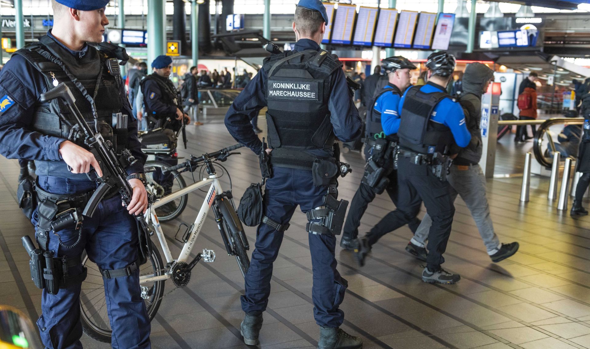 epa07446728 Extra military police units were deployed to Schiphol Airport to heighten security Schiphol, The Netherlands, 18 March 2019. Security measures are being put in places in the aftermath of the shooting on a tram in Utrecht with a possible terrorist motive. According to the the Dutch Police, several people have been injured in a shooting on a tram in the central Dutch city of Utrecht. The perpetrator is still at large.  EPA/EVERT ELZINGA