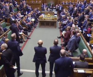 epa07462708 A grab from a handout video made available by the UK Parliamentary Recording Unit shows British Parliamentarians after British Prime Minister Threresa May made a statement on Brexit to the British House of Commons, in Westminster, central London, Britain, 25 March 2019. Reports state that Theresa May updated ministers on her Brexit strategy at a meeting of her cabinet earlier in the day which comes as the EU announced that its preparation for a no-deal scenario has been completed. Members of Parliament are expected to vote on a series of alternatives to the Prime Minister's Brexit deal.  EPA/UK PARLIAMENTARY RECORDING UNIT / HANDOUT MANDATORY CREDIT: UK PARLIAMENTARY RECORDING UNIT HANDOUT EDITORIAL USE ONLY/NO SALES
