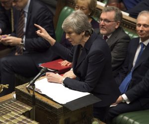epa07467668 A handout photo made available by by the UK Parliament shows British Prime Minister Theresa May speaking in the British House of Commons at Westminster, London, Britain, 27 March 2019. The British Houses of Parliament are due to hold a number of indicative votes on the direction of Brexit later in the day to have a greater say in the direction of Brexit.  EPA/MARK DUFFY / UK PARLIAMENT HANDOUT MANDATORY CREDIT: UK PARLIAMENT HANDOUT EDITORIAL USE ONLY/NO SALES