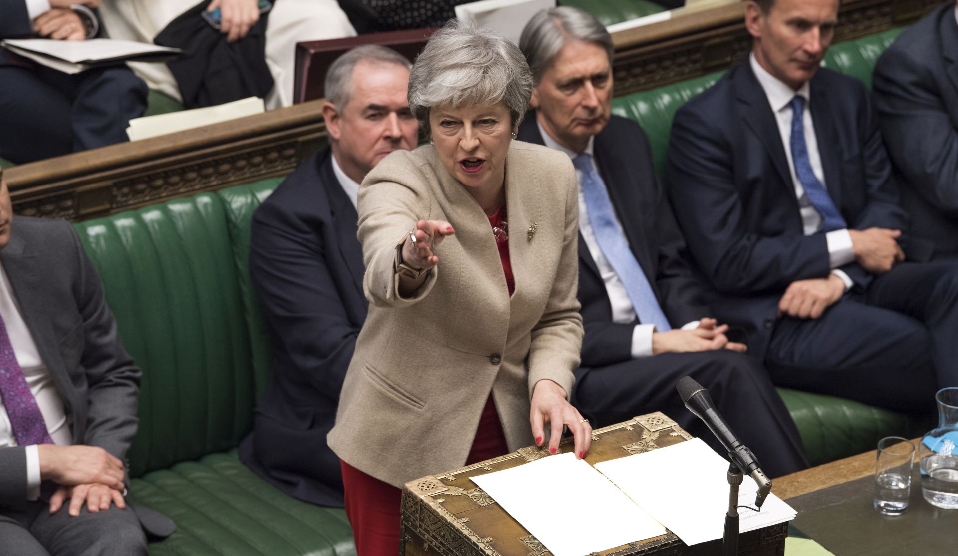 epa07471540 A handout photo made available by by the UK Parliament shows British Prime Minister Theresa May making a statement on Brexit to the British House of Commons in London, Britain, 29 March 2019. MPs have rejected Theresa May’s EU withdrawal agreement on the day the UK was due to leave the EU. The government lost by 344 votes to 286, a margin of 58.  EPA/MARK DUFFY / UK PARLIAMENT / HANDOUT MANDATORY CREDIT: UK PARLIAMENT JESSICA TAYLOR HANDOUT EDITORIAL USE ONLY/NO SALES