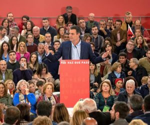epa07488255 Spanish Prime Minister and candidate for the reelection for Spanish Socialist Workers' Party (PSOE) Pedro Sanchez delivers his speech during a political rally of PSOE in Seville, in the autonomous community of Andalusia, southern Spain, 06 April 2019. Spain will hold anticipated general elections on the upcoming 28 April.  EPA/Julio Munoz
