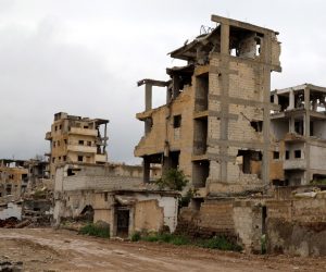 epa07491530 A general view shows destroyed buildings in Raqqa city, northeastern Syria, 31 March 2019 (issued 08 April 2019). The US-backed Syrian Democratic Forces (SDF) announced on 18 October 2017 that they have seized the majority of the northeastern Syrian city of al-Raqqa concluding a campaign that began on 06 June to liberate the city, former capital of the self-proclaimed caliphate by the so-called Islamic State (IS or ISIS) terror organization in 2014.  EPA/AHMED MARDNLI