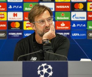 epa07492038 Liverpool's manager Juergen Klopp attends a press conference in Anfield Stadium in Liverpool, Britain, 08 April 2019. Liverpool FC will face FC Porto in their UEFA Champions League quarter final, first leg soccer match on 09 April 2019.  EPA/PETER POWELL