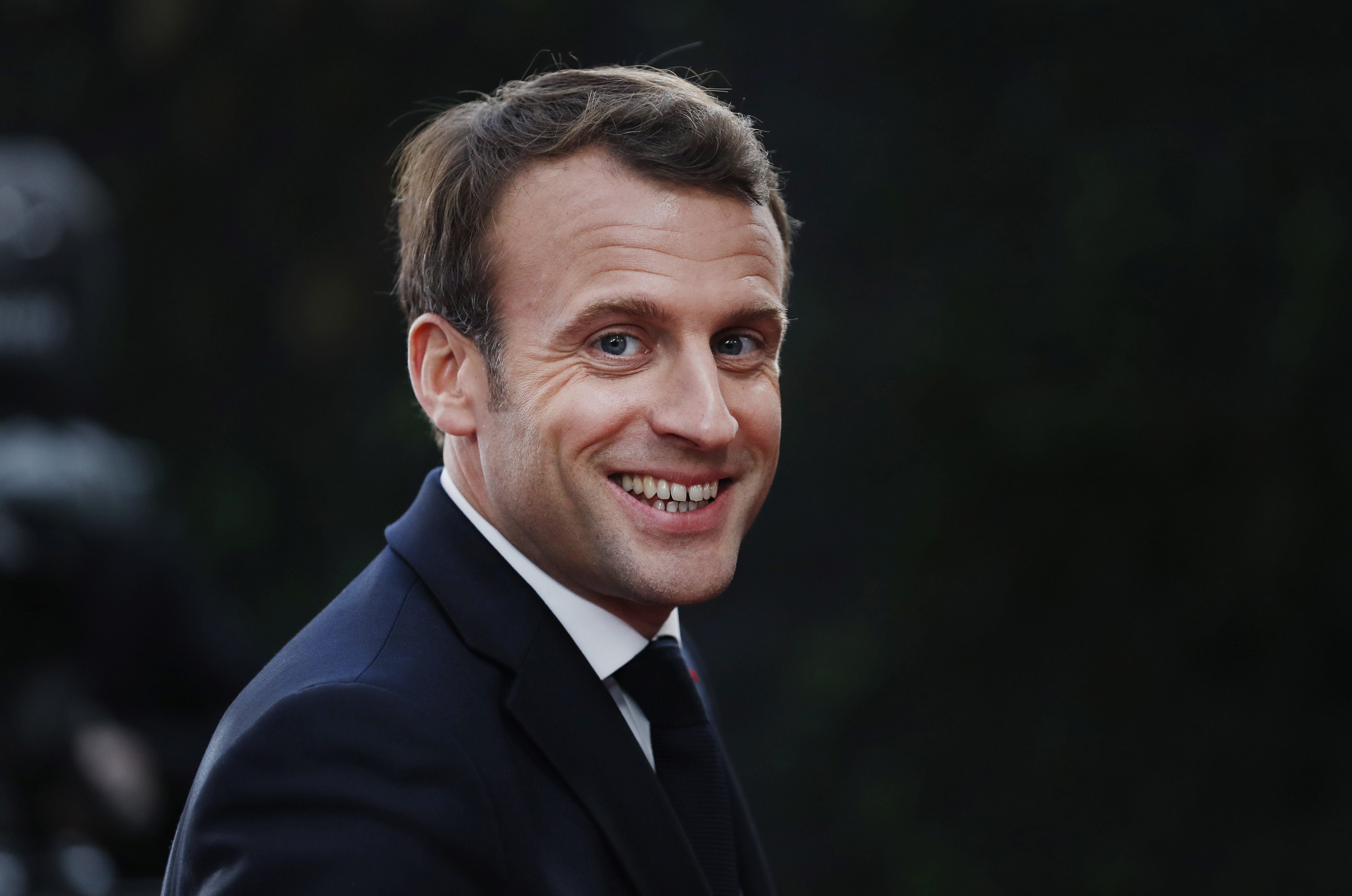 epa07496805 French President Emmanuel Macron arrives for an EU summit at the Europa building in Brussels, Belgium, 10 April 2019. European Union leaders meet in Brussels for an emergency summit to discuss a new Brexit extension.  EPA/ALASTAIR GRANT