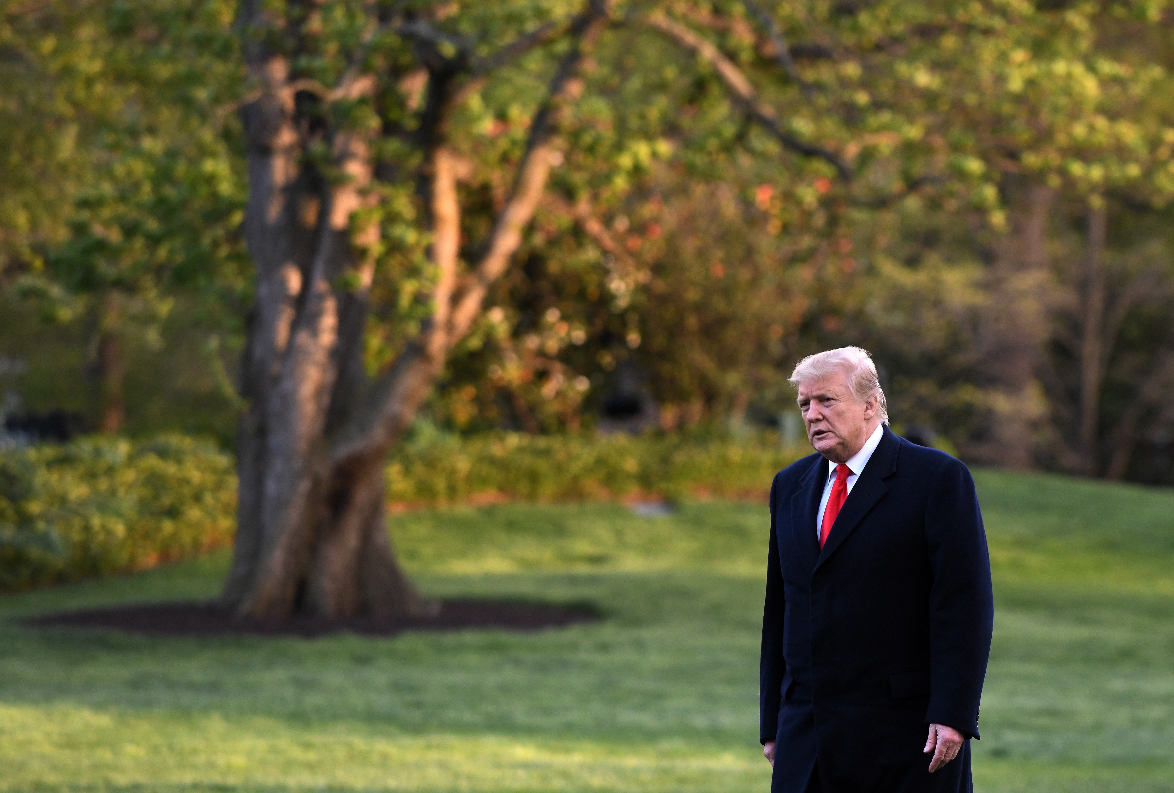 epa07509168 US President Donald J. Trump arrives back at the White House in Washington, DC, USA, 15 April 2019.  EPA/OLIVIER DOULIERY / POOL