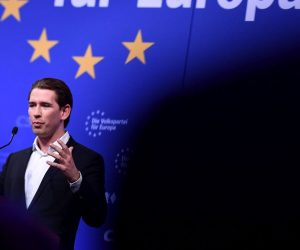 epa07489027 Austrian Chancellor Sebastian Kurz speaks during a CSU party rally in Straubing, Bavaria, Germany, 06 April 2019. The European Parliament elections will be held between 23 and 26 May 2019.  EPA/PHILIPP GUELLAND