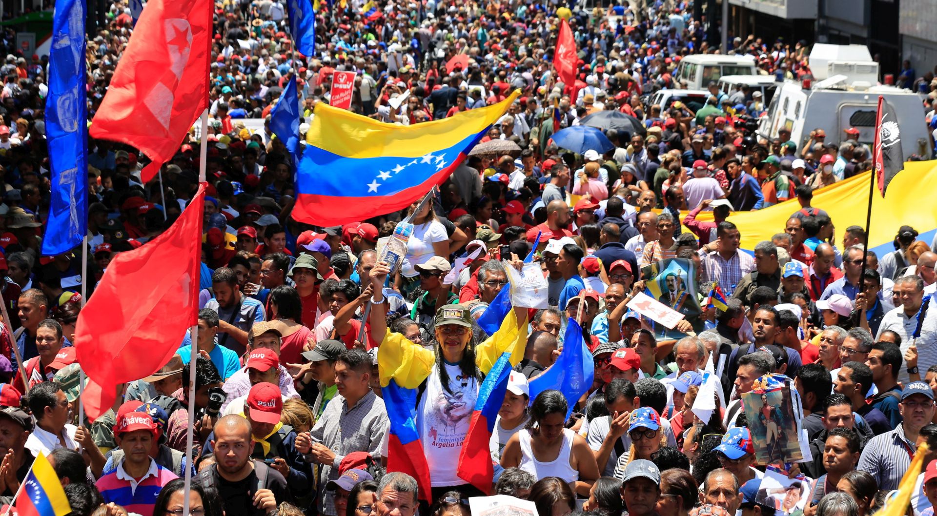 epa07539003 A handout photo made available by Miraflores press shows supporters of Venezuelan President Nicolas Maduro as they demonstrate against the president of the Parliament Juan Guaido, in Caracas, Venezuela, 30 April 2019. After some military personnel joined him, Venezuelan interim President Juan Guaido has asked supporters to take to the streets in order to end the regime of President Nicolas Maduro.  EPA/Mirfaflores Press HANDOUT  HANDOUT EDITORIAL USE ONLY/NO SALES