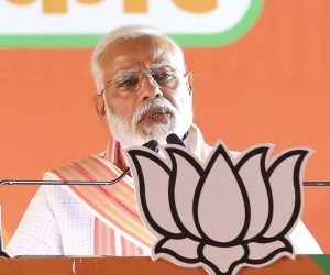 epa07556037 Bhartya Janta Party (BJP) leader and Indian Prime Minister Narendra Modi speak during an election campaign rally at Ramlila Maidan in New Delhi, India, 08 May 2019. Voting for the Parliamentary elections in Delhi will be held in a single phase on 12 May 2019. The parliamentary elections, which began on 11 April 2019, are to be conducted in seven phases throughout India and the result will be announced on 23 May.  EPA/HARISH TYAGI