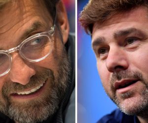 epa07557680 (FILE) - A composite file picture of Liverpool manager Juergen Klopp (L, taken on 05 March 2018 in Liverpool, Britain) and Tottenham's manager Mauricio Pochettino (R, taken on 20 November 2017 in Dortmund, Germany) - (issued 09 May 2019). Liverpool FC will face Tottenham Hotspur in the 2019 UEFA Champions League final at the Wanda Metropolitano stadium in Madrid, Spain, on 01 June 2019.  EPA/PETER POWELL - SASCHA STEINBACH