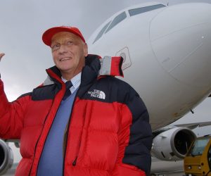 FILE PHOTO: Former Formula One World Champion Niki Lauda poses for photographers in front of an airbus A320 at Vienna's Airport, Austria FILE PHOTO: Former Formula One World Champion Niki Lauda poses for photographers in front of an airbus A320 at Vienna's Airport, Austria November 28, 2003. REUTERS/Heinz-Peter Bader/File Photo Heinz-Peter Bader