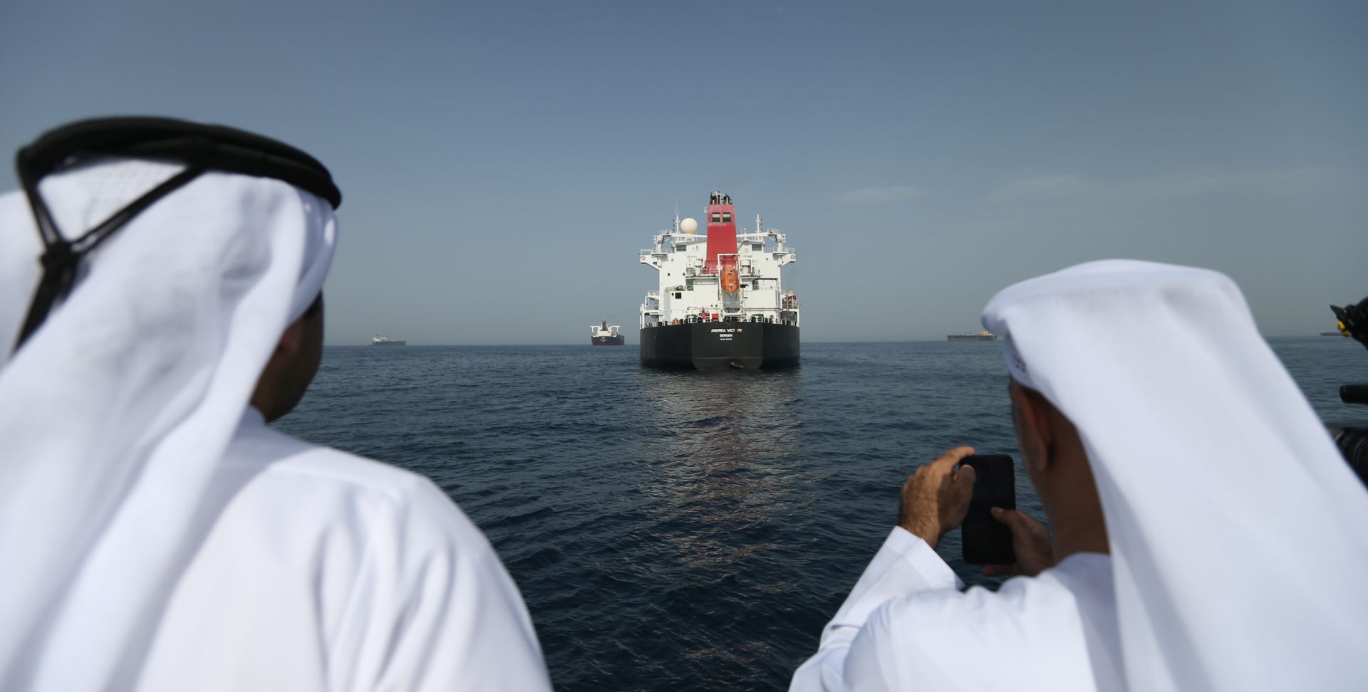 epa07567791 A general view for the MV Andrea Victory under Norway flag which was attacked on 12 May 2019 outside Fujairah port, United Arab Emirates, 13 May 2019. Media reports on 13 May 2019 state that the United Arab Emirates (UAE) Foreign Office reported that four commercial vessels have been targeted by sabotage operations near UAE territorial waters. Saudi Arabia's energy minister Khalid al-Falih added that two Saudi oil tankers had been targeted in the attack.  EPA/ALI HAIDER